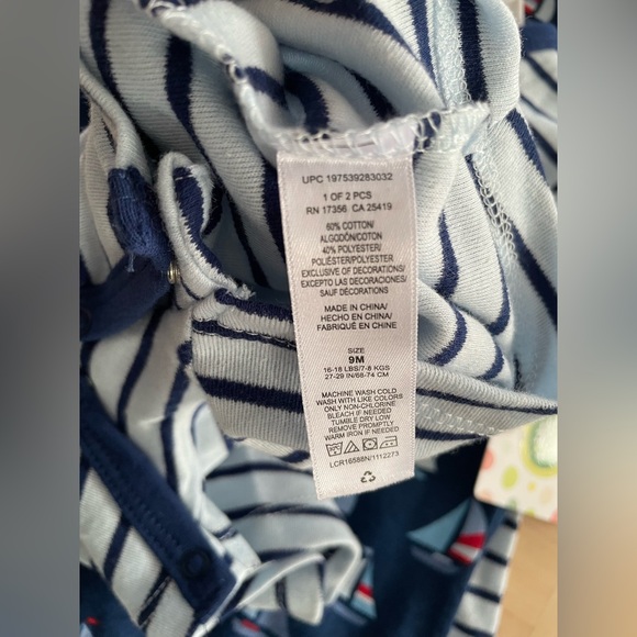 NWT Bundle of 2 Little Me 2 pcs of striped and sailboat pattern rompers -9 mnths - Picture 5 of 7